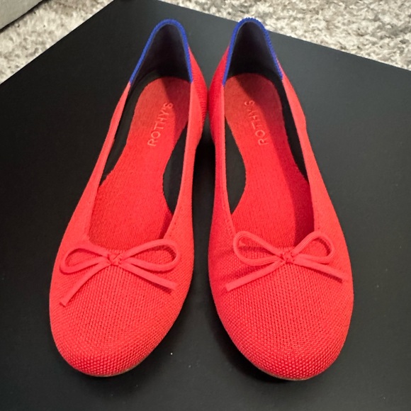 RARE ROTHYS Glamour Red Bow Ballet Flats In Box Womens Size 8-8.5 Rothy’s Shoes - Picture 12 of 16